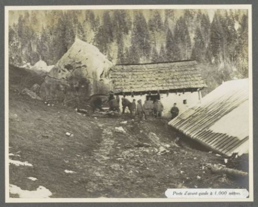 Soldiers at an outpost at 1000 meters altitude in the Dolomites, presumably Italian