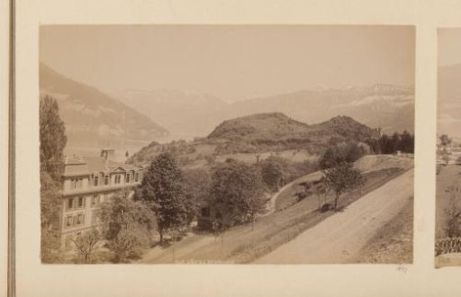 View of Mountains and a Lake in Switzerland, Probably Lake Thun