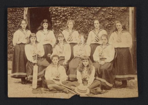 Group portrait of girls from the cricket team of the Halliwick School for Girls