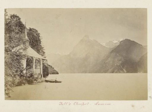 Landscape with the Lake of Lucerne, mountains and (on the left) the chapel of William Tell