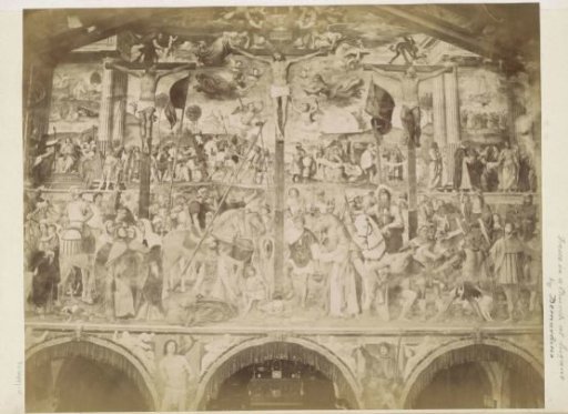 Wall with a fresco of the Crucifixion of Christ by Bernardino Luini in Lugano