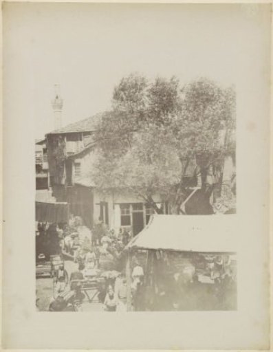 Market and street with ox carts in Smyrna