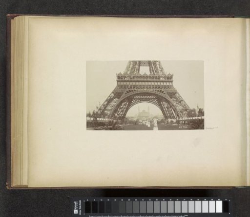 Lower part of the Eiffel Tower in Paris with view of the Palais du Trocadéro