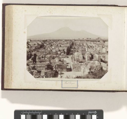 View of the ruins of Pompeii at the foot of Vesuvius