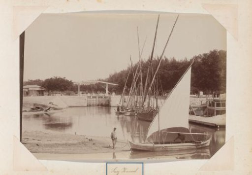 Sailing ships at a lock of the Suez Canal