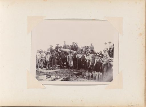 General Piet Cronjé (with whip in hand) and his unit during the siege of Mafeking