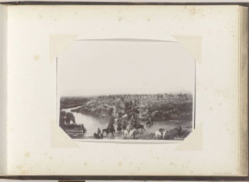 Boer cavalry unit crossing a river near Ladysmith