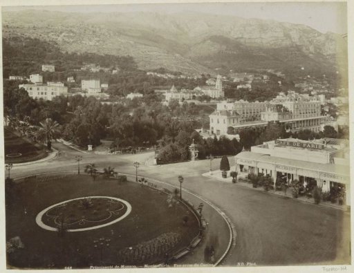 View of the square in front of the Monte Carlo Casino and the surrounding buildings