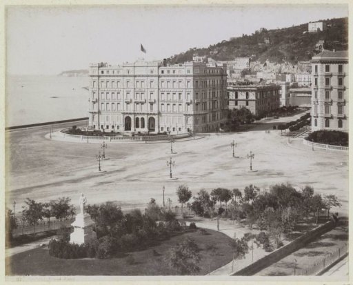 View of the Grand Hotel in Naples and the adjacent square