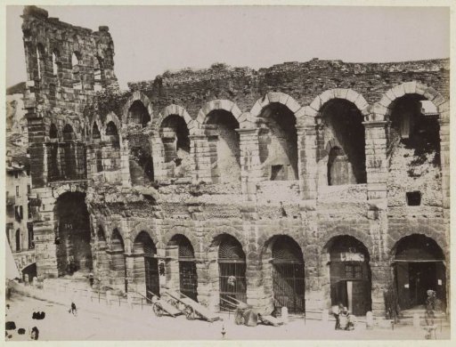 Exterior of the Arena of Verona with Handcarts in the Foreground