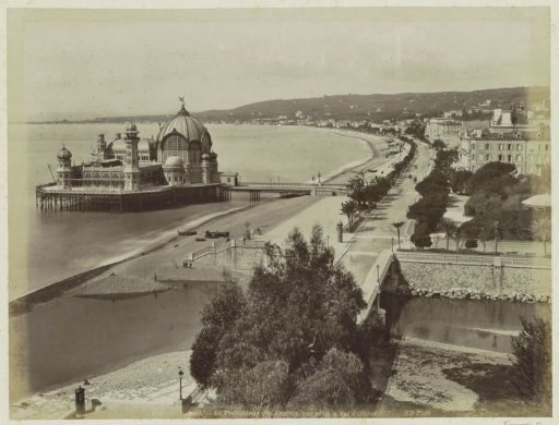 View of the Promenade des Anglais in Nice with a Pier on the Left