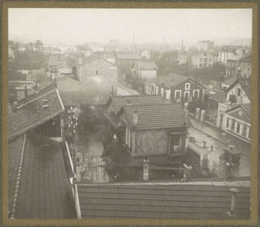 Flooded suburb of Paris viewed from a window