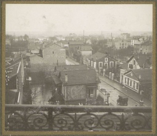 Flooded suburb of Paris viewed from a window