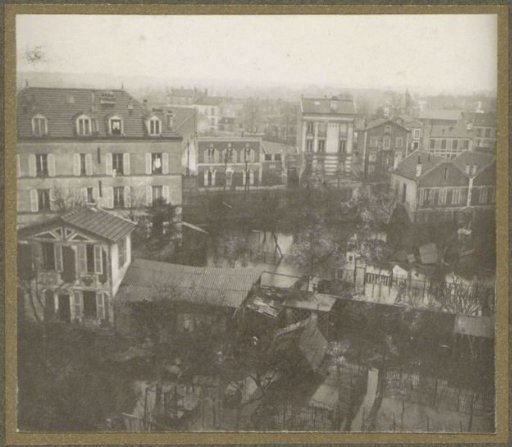 Flooded suburb of Paris viewed from a window