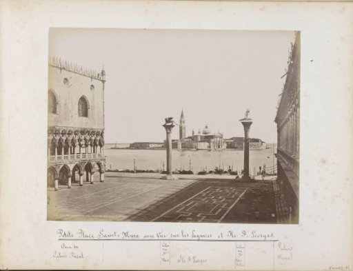 St. Mark's Square with two pillars and view of Isola S. Giorgio in Venice