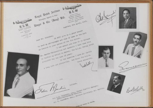Signatures, letter, and photographs of foreign business associates of Hans Martin