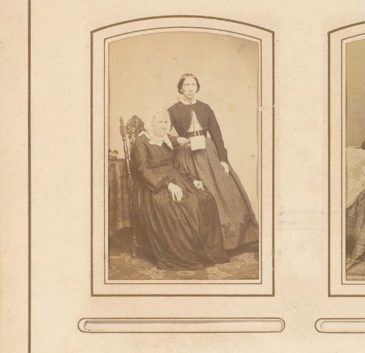 Portrait of two women, one seated