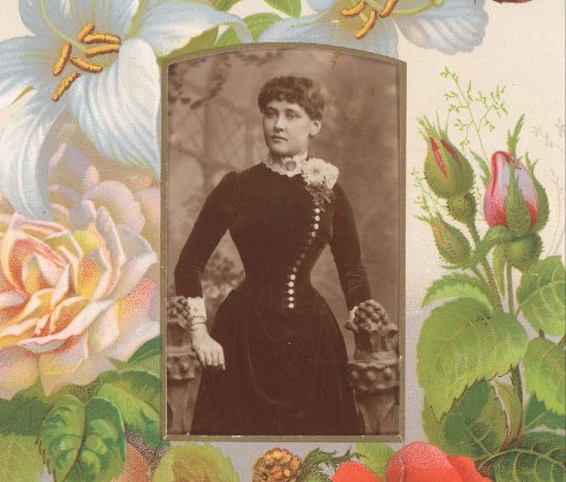 Portrait of a woman in a high-closed dress