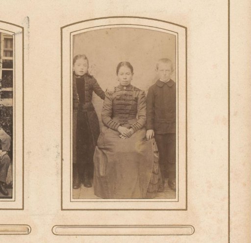 Portrait of a woman, a boy and a girl