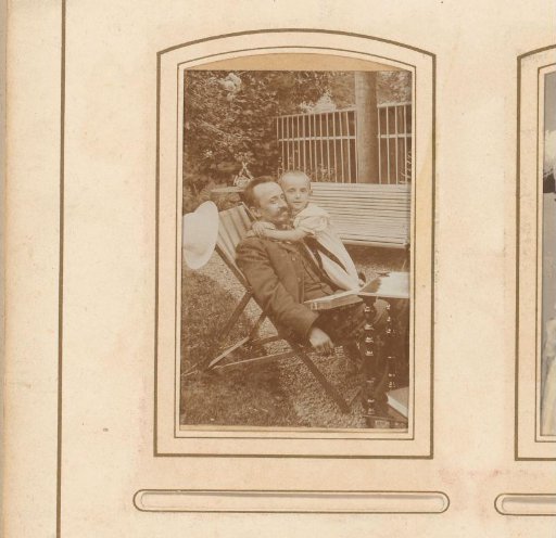 Portrait of a Father and Child in a Garden