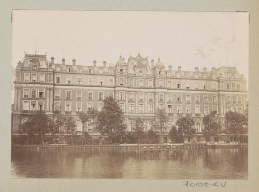 View of the Amstel Hotel in Amsterdam, with the Amstel in the foreground