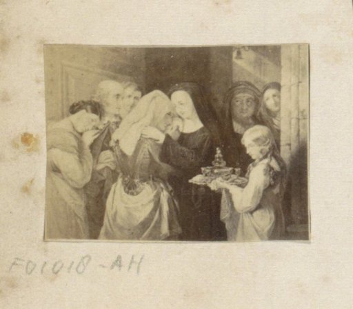 Photographic reproduction of (possibly) a painting with a drinking company
