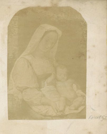 Photographic reproduction of (presumably) a painting with a Madonna and Child