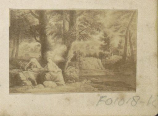 Photographic reproduction of (presumably) a painting of a forest scene