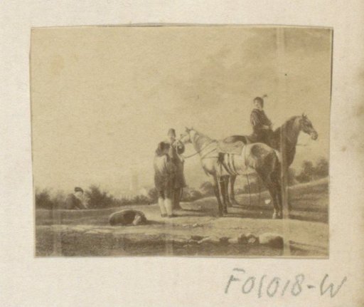Photographic reproduction of (presumably) a painting of riders