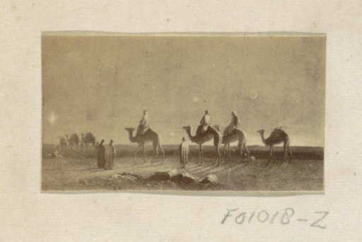 Photographic reproduction of (presumably) a painting of the Three Kings on the way to Bethlehem