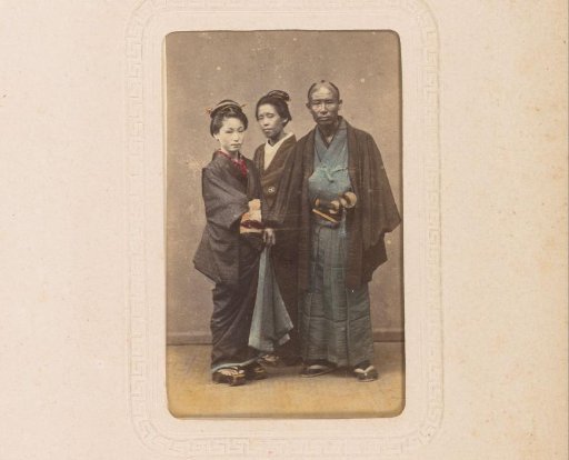 Portrait of a Japanese officer with wife and daughter