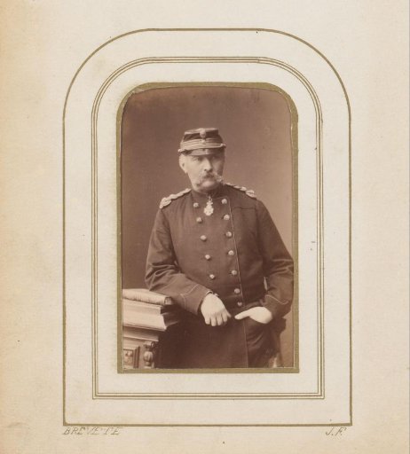 Portrait of a Man in Uniform, Leaning on a Pillar with a Book