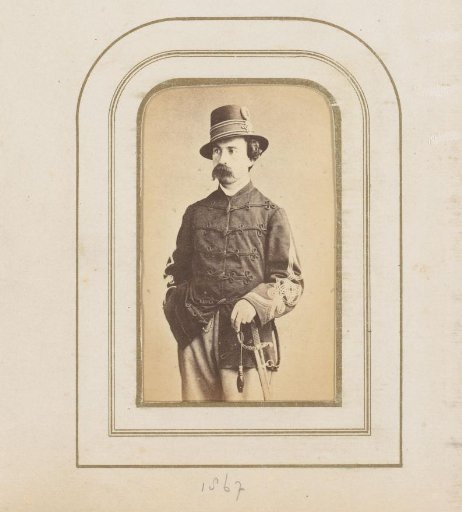 Portrait of a Man in Uniform with Hat and Sword
