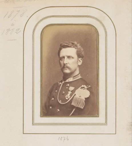 Portrait of a Standing Man with a Mustache in Uniform