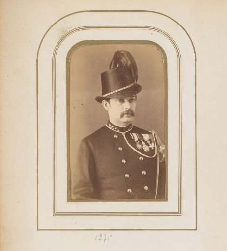 Portrait of a Man with a Mustache and Hat in Uniform