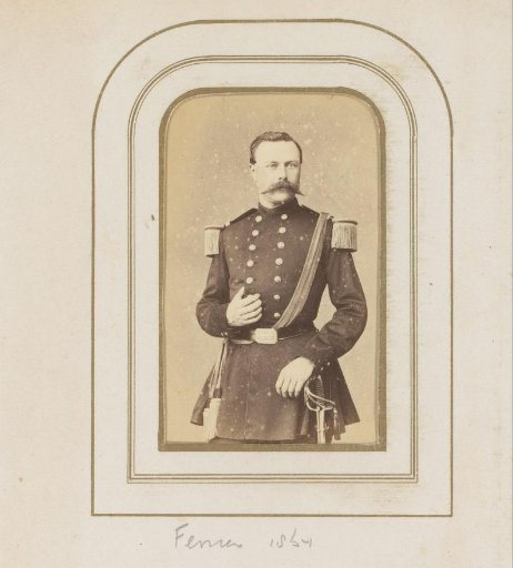 Portrait of a man with a moustache in uniform, designated as Ferrier