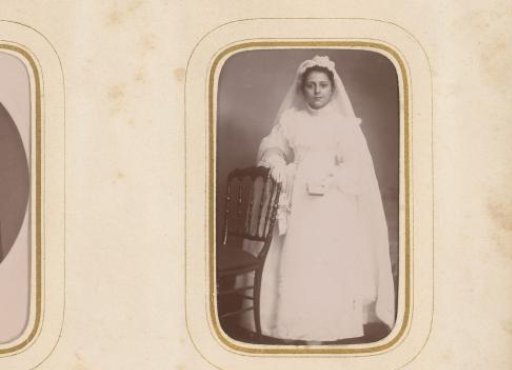 Portrait of a girl in a communion dress