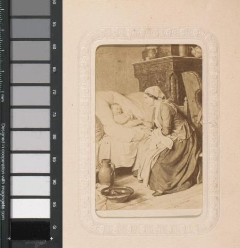 Photographic reproduction of a painting with a mother and child
