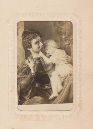 Photographic reproduction of a painting with father and daughter