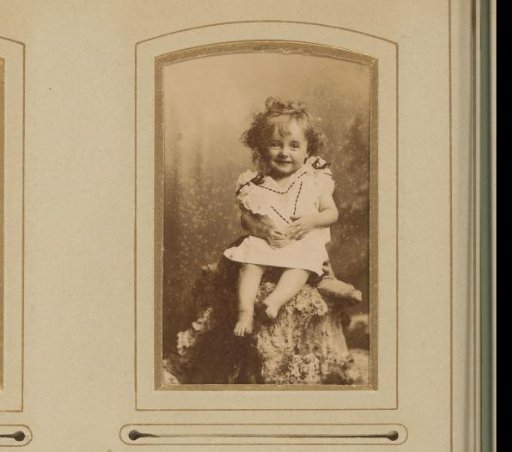 Portrait of a girl, seated on a tree trunk
