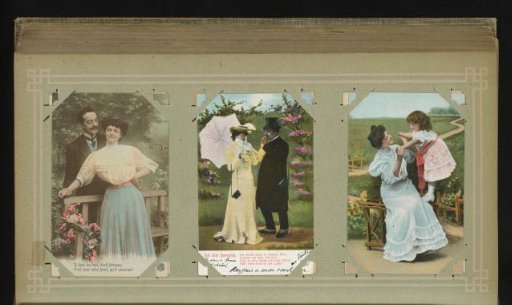 Two portraits of a couple and a portrait of a woman and a girl