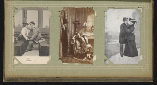 Two portraits of a couple in love and a portrait of a man and a woman