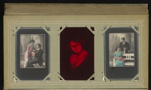 Two portraits of a couple in love and a portrait of a young woman