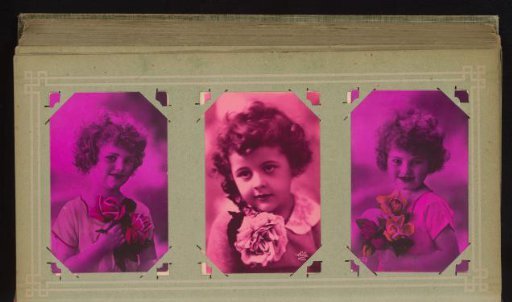 Three portraits of a girl with flowers