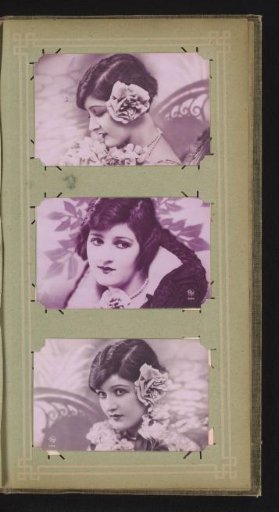 Three portraits of a young woman with flowers