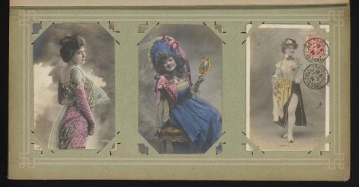 Three portraits of actresses, including Marcelle Lender