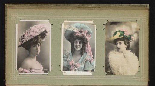 Three portraits of actresses, including Nelly Cormon