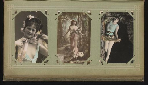Three portraits of women, including a reclining woman