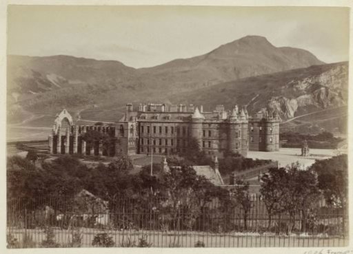 Holyrood Abbey and Holyrood Palace in Edinburgh, seen from Calton Hill