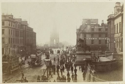 Princes Street in Edinburgh, seen from Waterloo Place